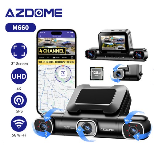 Azdome 360 4ch - 4k, 3"dash