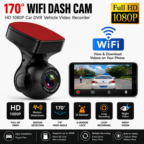 170 wifi dash cam - 170°, recorder